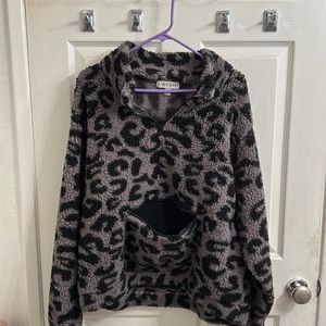 Knox Rose black cheetah print cozy coat